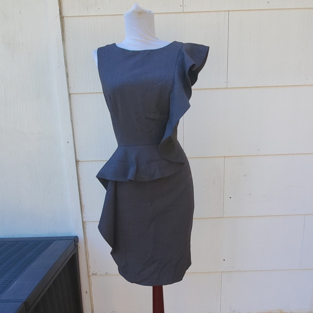 Calvin Klein grey ruffle midi deess